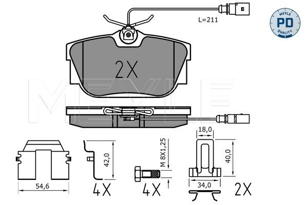 Set of brake linings, disc brake