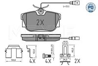 Set of brake linings, disc brake