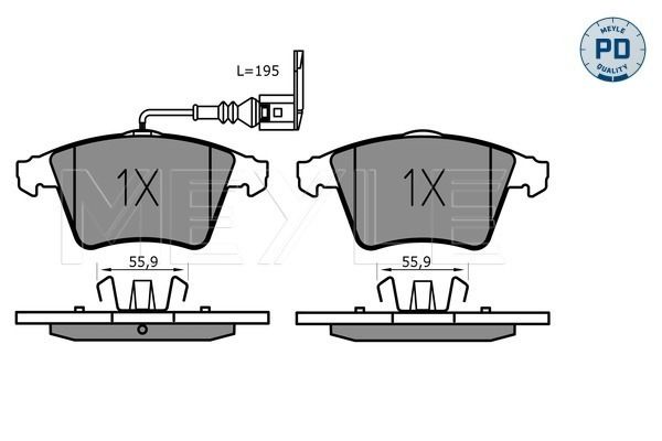 Set of brake linings, disc brake