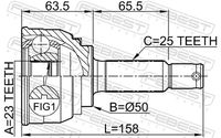 Set of hinges, drive shaft