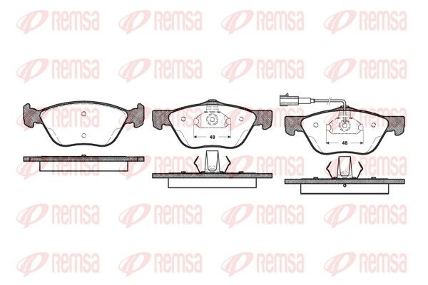 Set of brake linings, disc brake