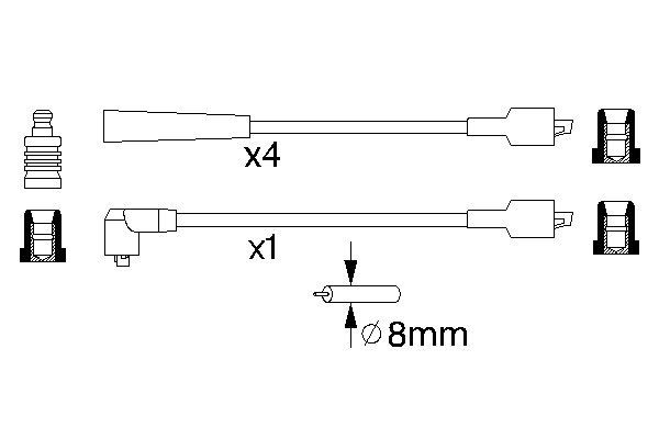 A set of high voltage wires