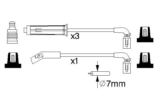 A set of high voltage wires