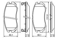 Set of brake linings, disc brake