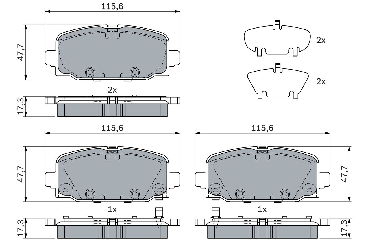 Set of brake linings, disc brake