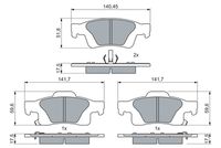 Set of brake linings, disc brake