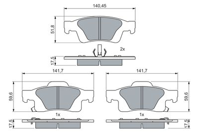 Set of brake linings, disc brake