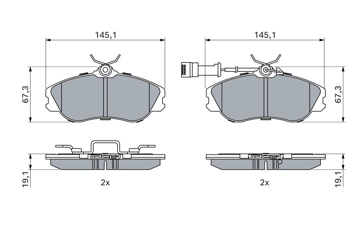 Set of brake linings, disc brake