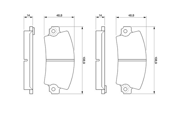 Set of brake linings, disc brake