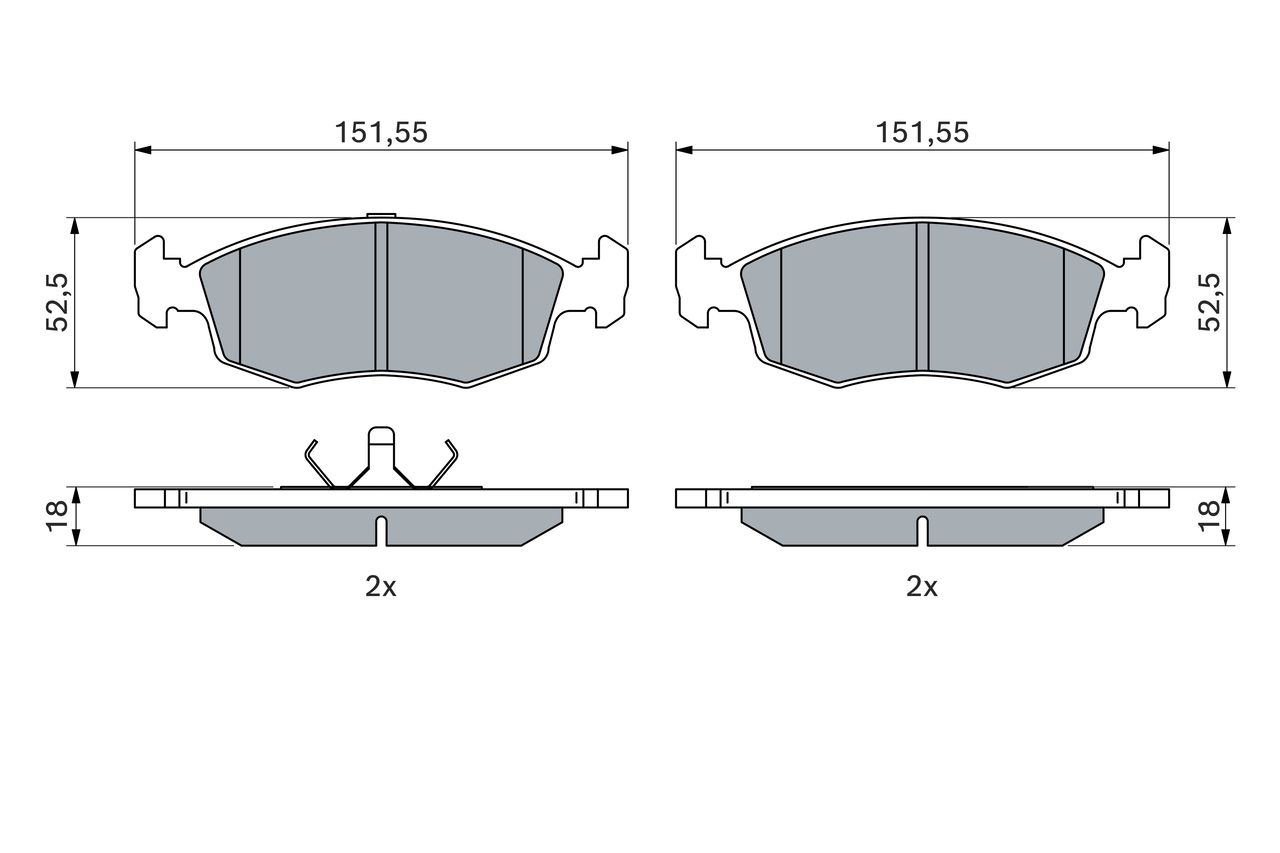 Set of brake linings, disc brake