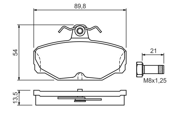 Set of brake linings, disc brake