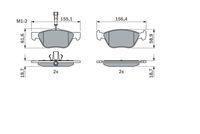 Set of brake linings, disc brake