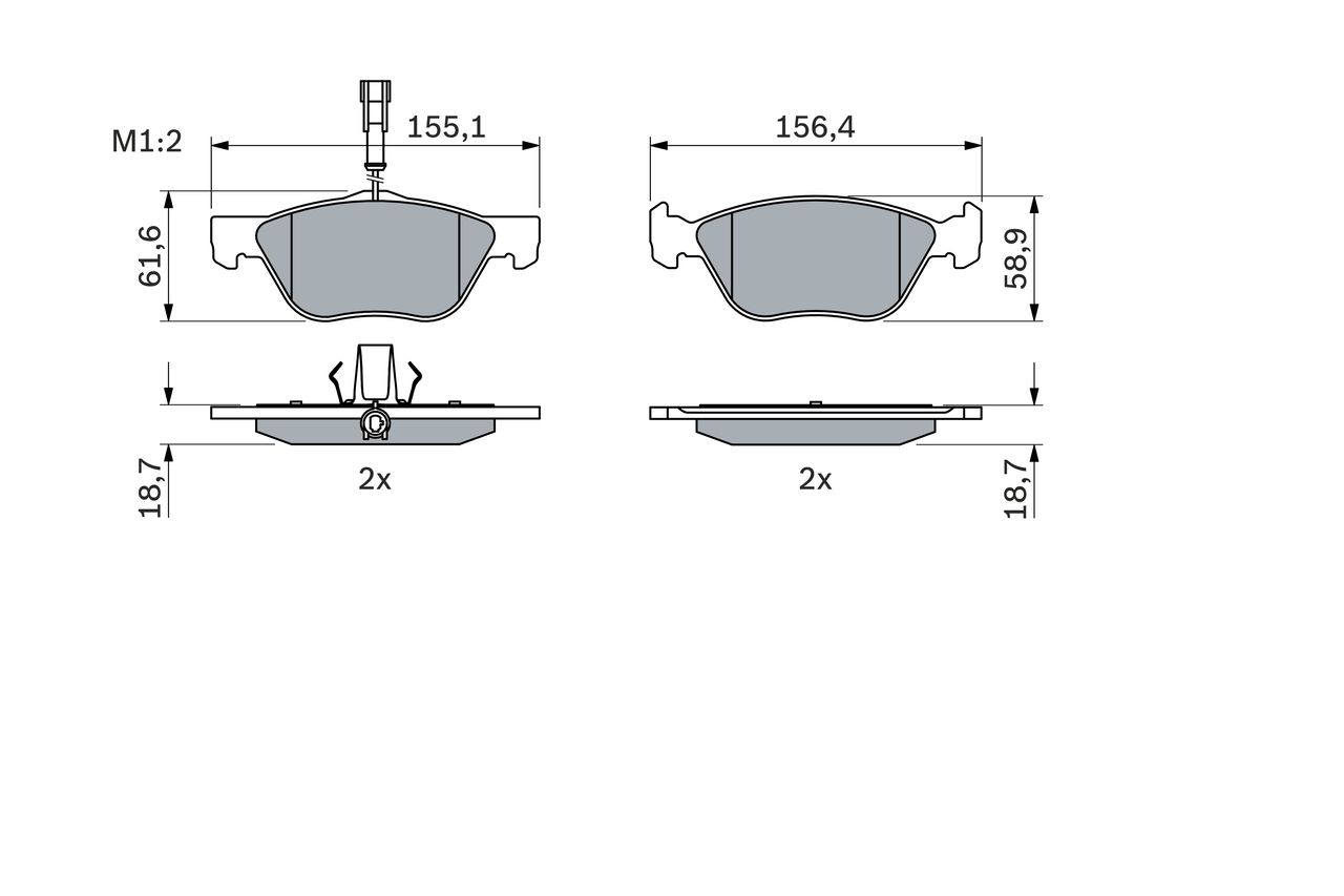 Set of brake linings, disc brake