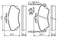 Set of brake linings, disc brake