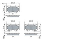 Set of brake linings, disc brake