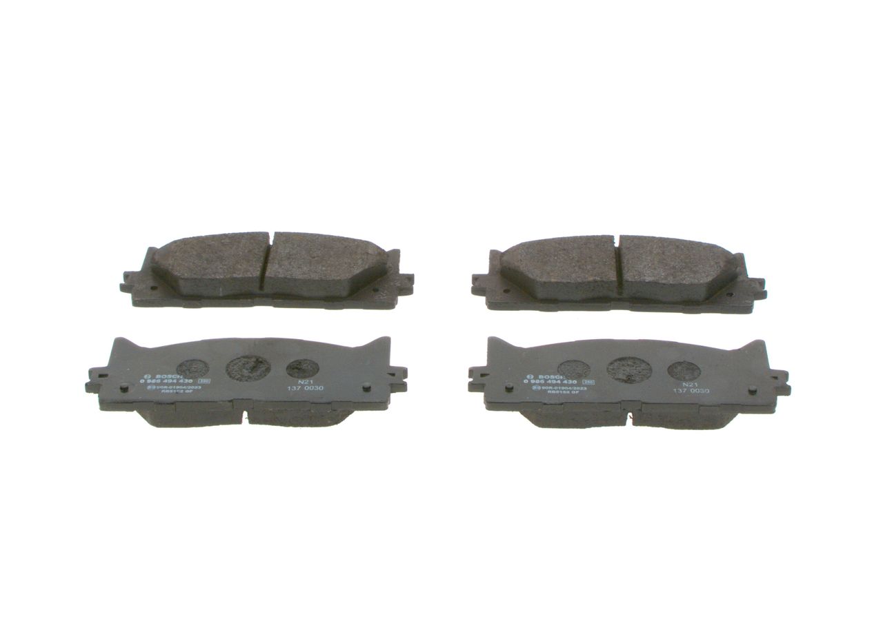 Set of brake linings, disc brake