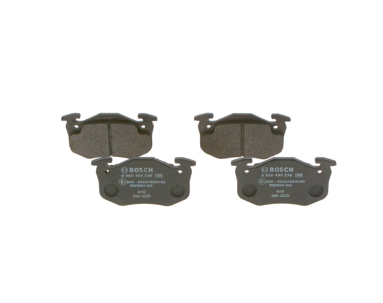 Set of brake linings, disc brake