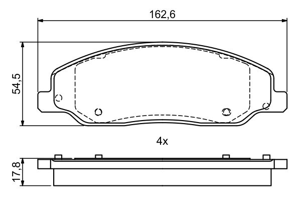 Set of brake linings, disc brake