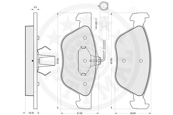 Set of brake linings, disc brake