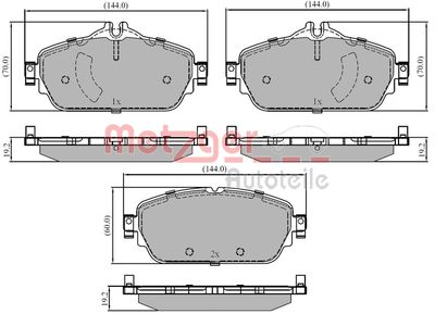 Set of brake linings, disc brake