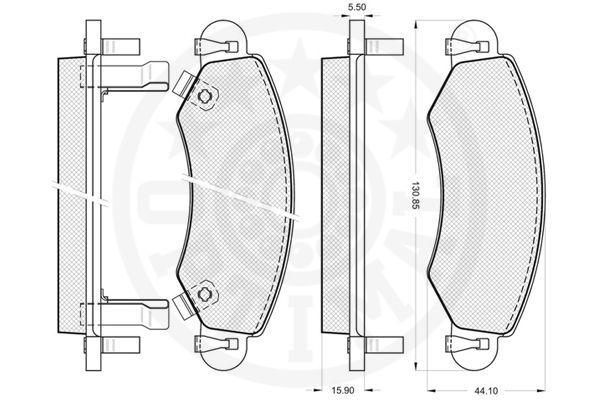 Set of brake linings, disc brake