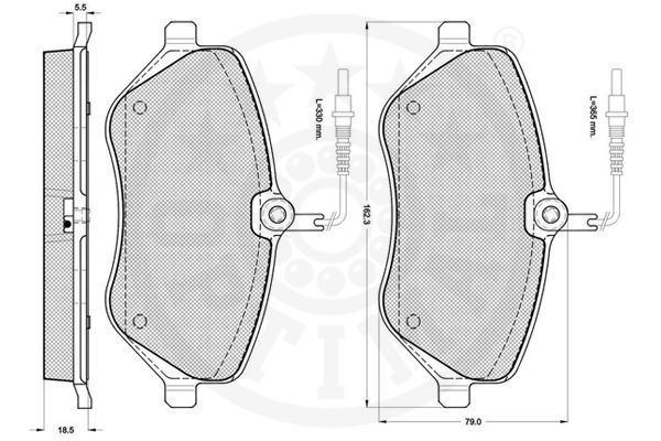 Set of brake linings, disc brake