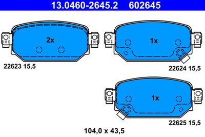 Set of brake linings, disc brake