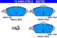 Set of brake linings, disc brake