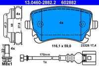 Set of brake linings, disc brake