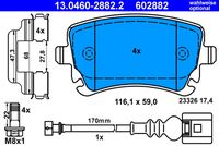 Set of brake linings, disc brake