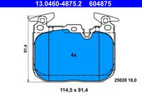 Set of brake linings, disc brake