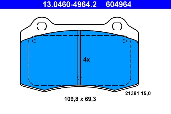 Set of brake linings, disc brake