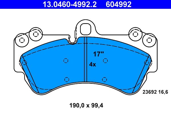 Set of brake linings, disc brake