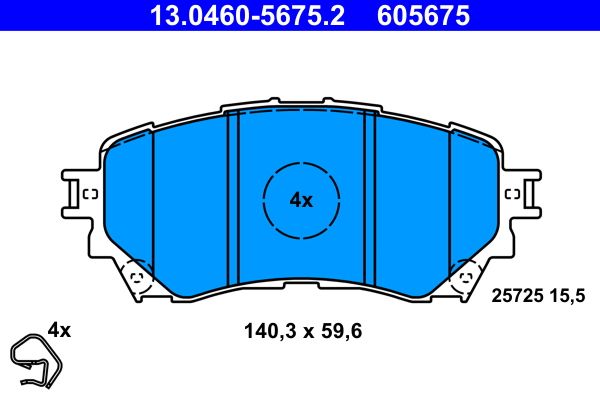 Set of brake linings, disc brake