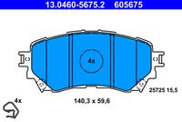 Set of brake linings, disc brake