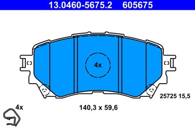 Set of brake linings, disc brake