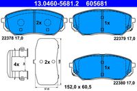 Set of brake linings, disc brake