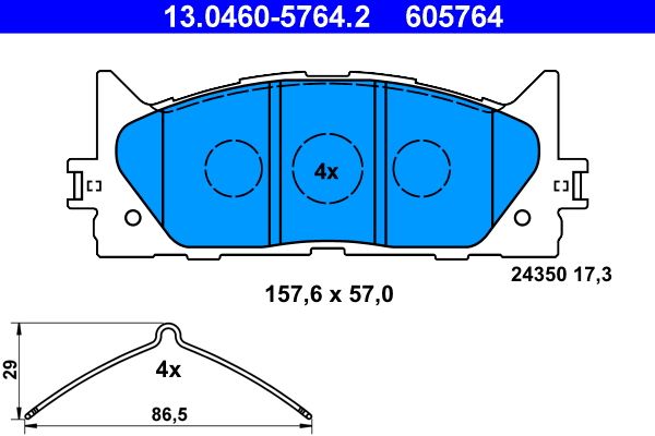 Set of brake linings, disc brake