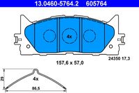 Set of brake linings, disc brake