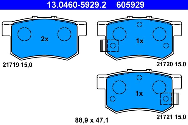 Set of brake linings, disc brake