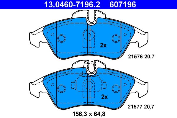 Set of brake linings, disc brake