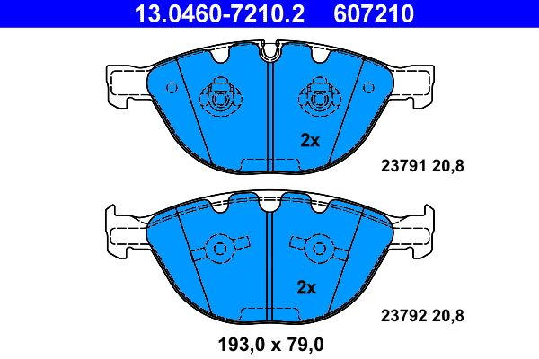 Set of brake linings, disc brake