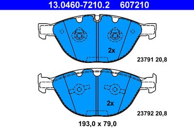 Set of brake linings, disc brake