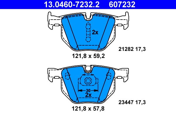 Set of brake linings, disc brake