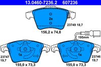 Set of brake linings, disc brake