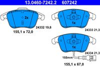 Set of brake linings, disc brake