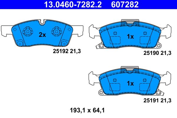 Set of brake linings, disc brake