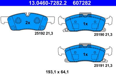 Set of brake linings, disc brake