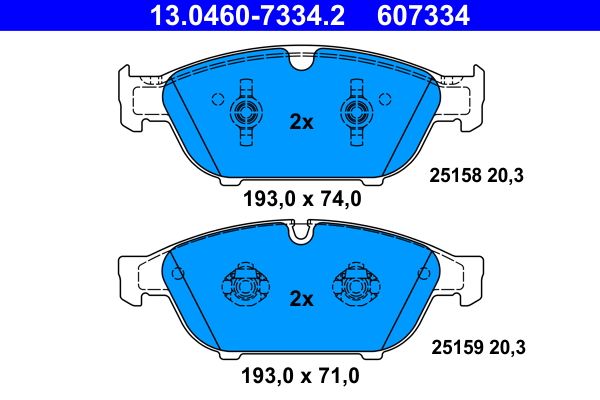 Set of brake linings, disc brake