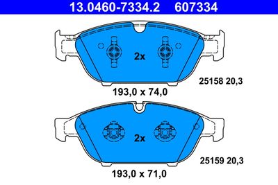 Set of brake linings, disc brake